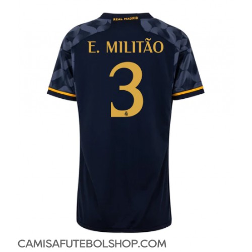 Camisa de time de futebol Real Madrid Eder Militao #3 Replicas 2º Equipamento Feminina 2023-24 Manga Curta